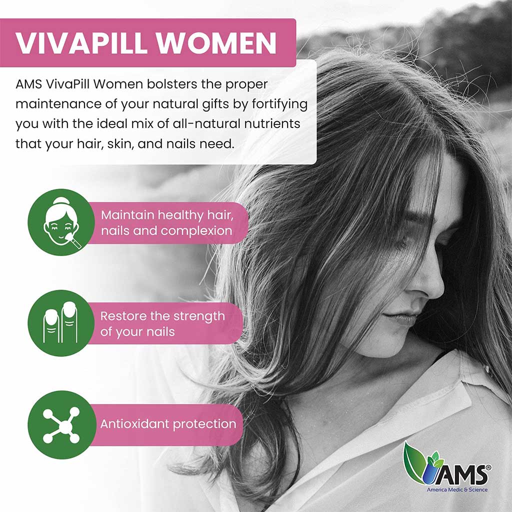 AMS VivaPill Capsules, Hair And Nail Vitamin Supplement For Women, Pack of 120's - Easy Pharmacy LLC