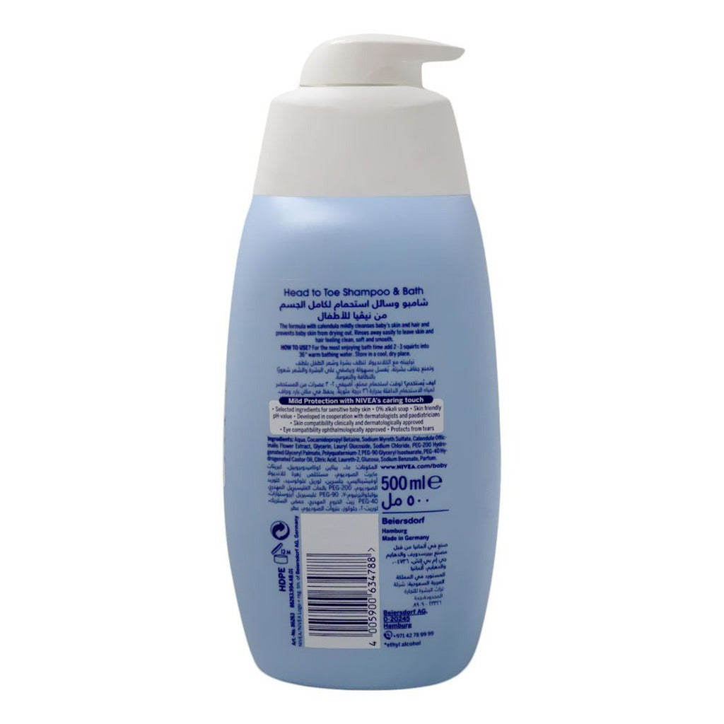 Nivea Baby Head To Toe Shampoo & Bath 500 mL - Easy Pharmacy LLC