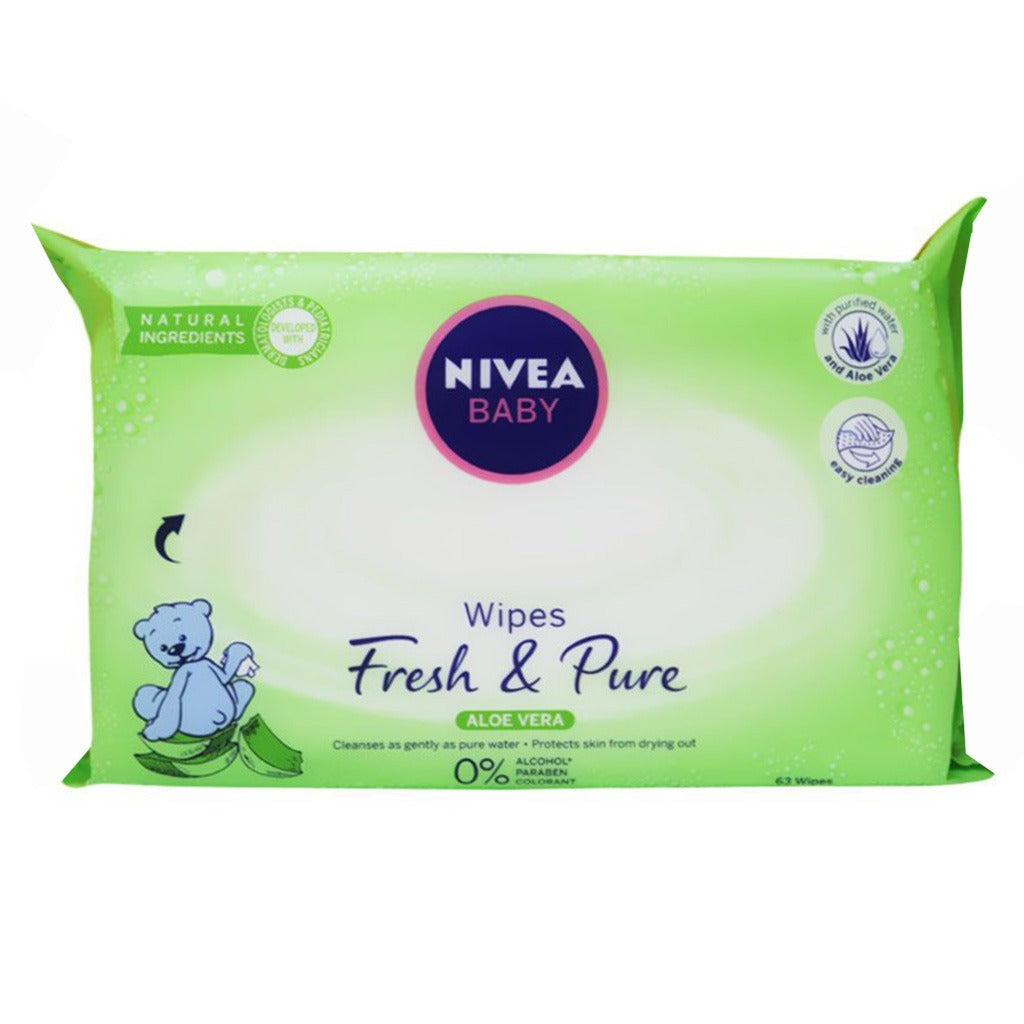 Nivea Baby Fresh and Pure Aloe Vera Wipes 63's - Easy Pharmacy LLC