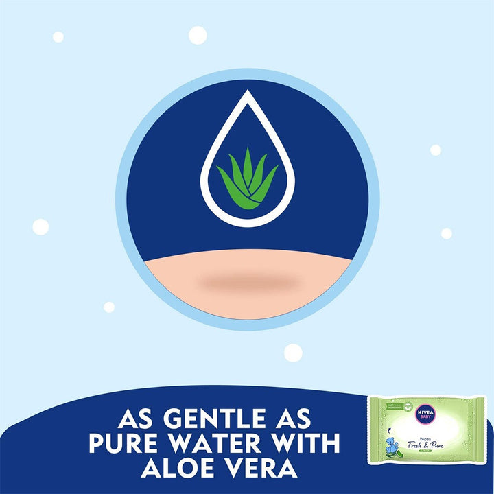 Nivea Baby Fresh and Pure Aloe Vera Wipes 63's - Easy Pharmacy LLC
