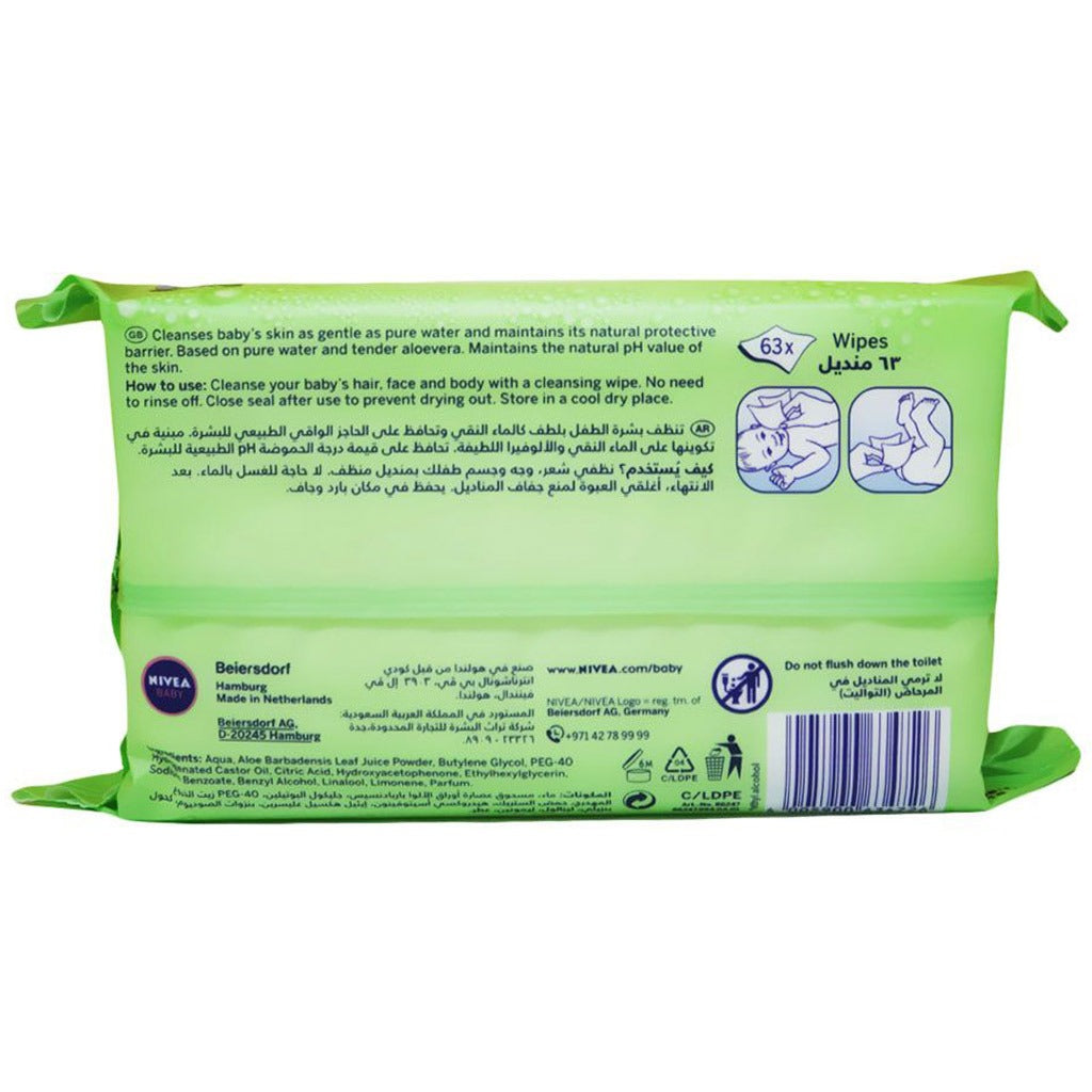 Nivea Baby Fresh and Pure Aloe Vera Wipes 63's - Easy Pharmacy LLC