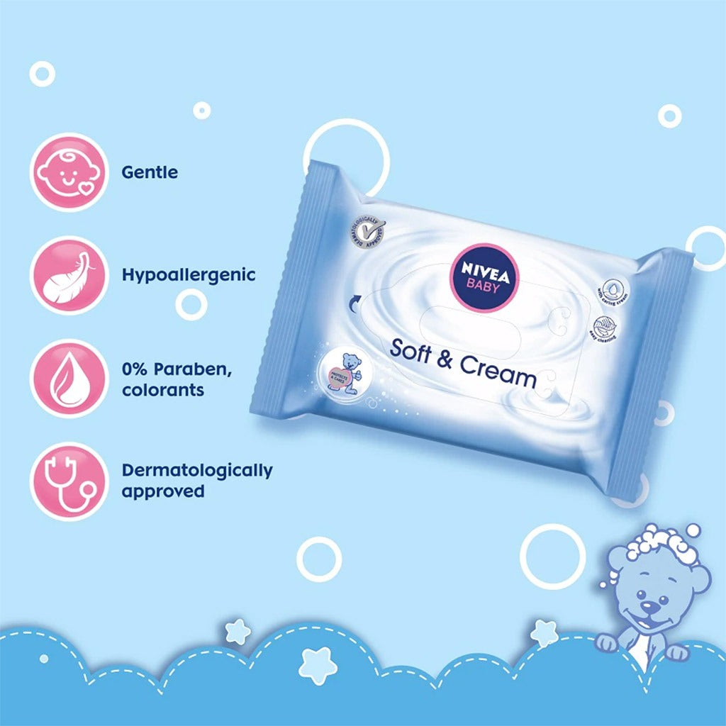 Nivea Baby Soft & Cream Wipes 63's - Easy Pharmacy LLC
