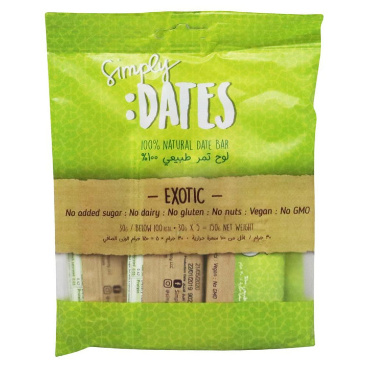 Simply Dates Exotic 100% Natural Date Bar 30 g 5's Promo - Easy Pharmacy LLC