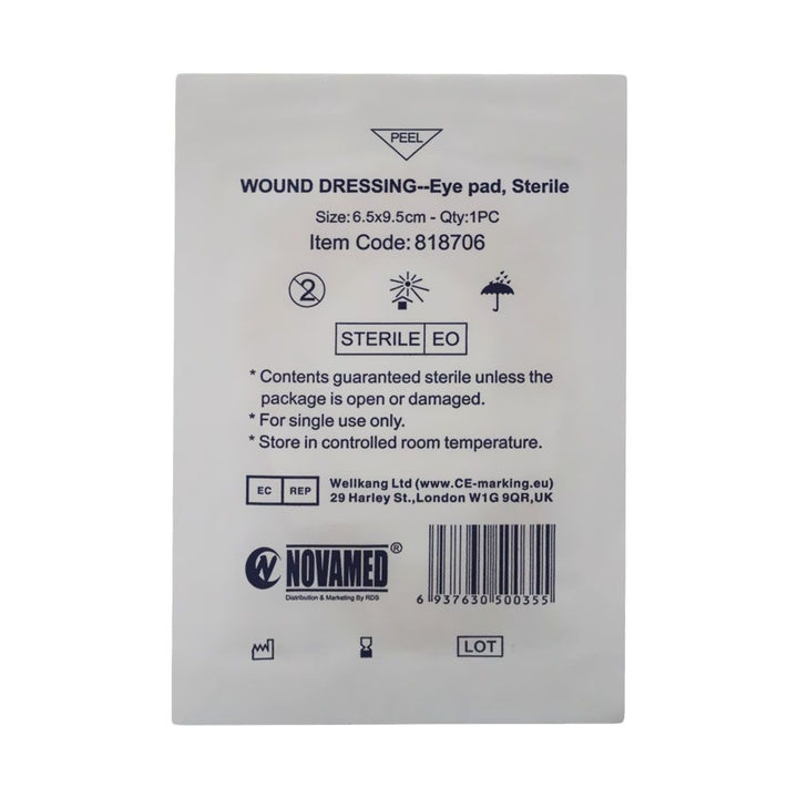 Novamed Wound Dressing Sterile Eye Pad 6.5 x 9.5 cm 10's - Easy Pharmacy LLC