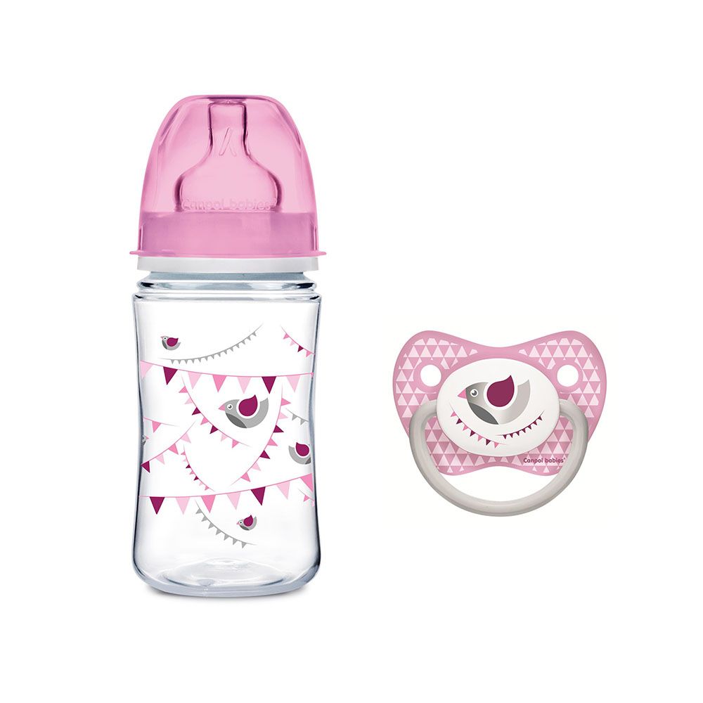 Canpol Babies EasyStart Anti-Colic Bottle with Free Soother Pink 260 mL 0164 - Easy Pharmacy LLC