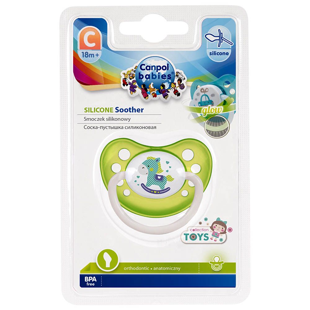 Canpol Babies Orthodontic Silicone Soother Toys Collection Design Green Over 18 Months 23/258 - Easy Pharmacy LLC