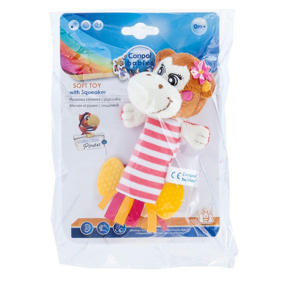 Canpol Babies Baby Toy Pirates Friends Soft Squeaker Pink Monkey 68/034 - Easy Pharmacy LLC