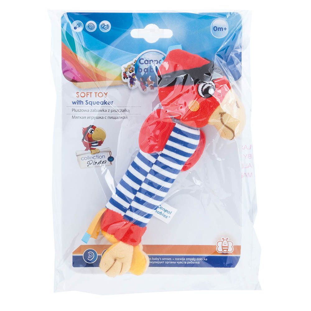 Canpol Babies Baby Toy Pirates Friends Soft Squeaker Red Cockatoo 68/034 - Easy Pharmacy LLC