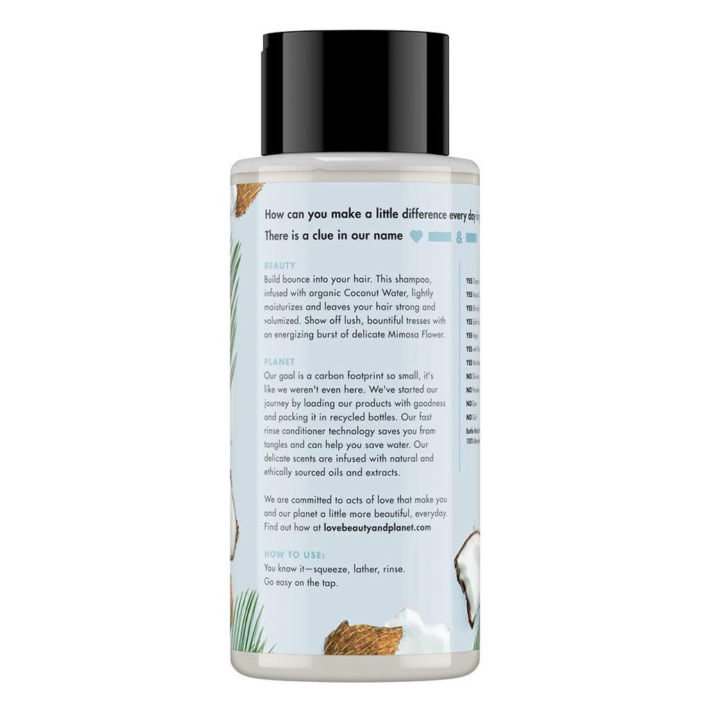 Love Beauty And Planet Coconut Water And Mimosa Flower Volume & Bounty Shampoo 400 mL - Easy Pharmacy LLC