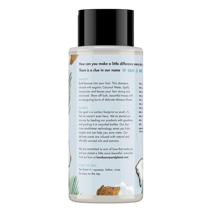 Love Beauty And Planet Coconut Water And Mimosa Flower Volume & Bounty Shampoo 400 mL - Easy Pharmacy LLC