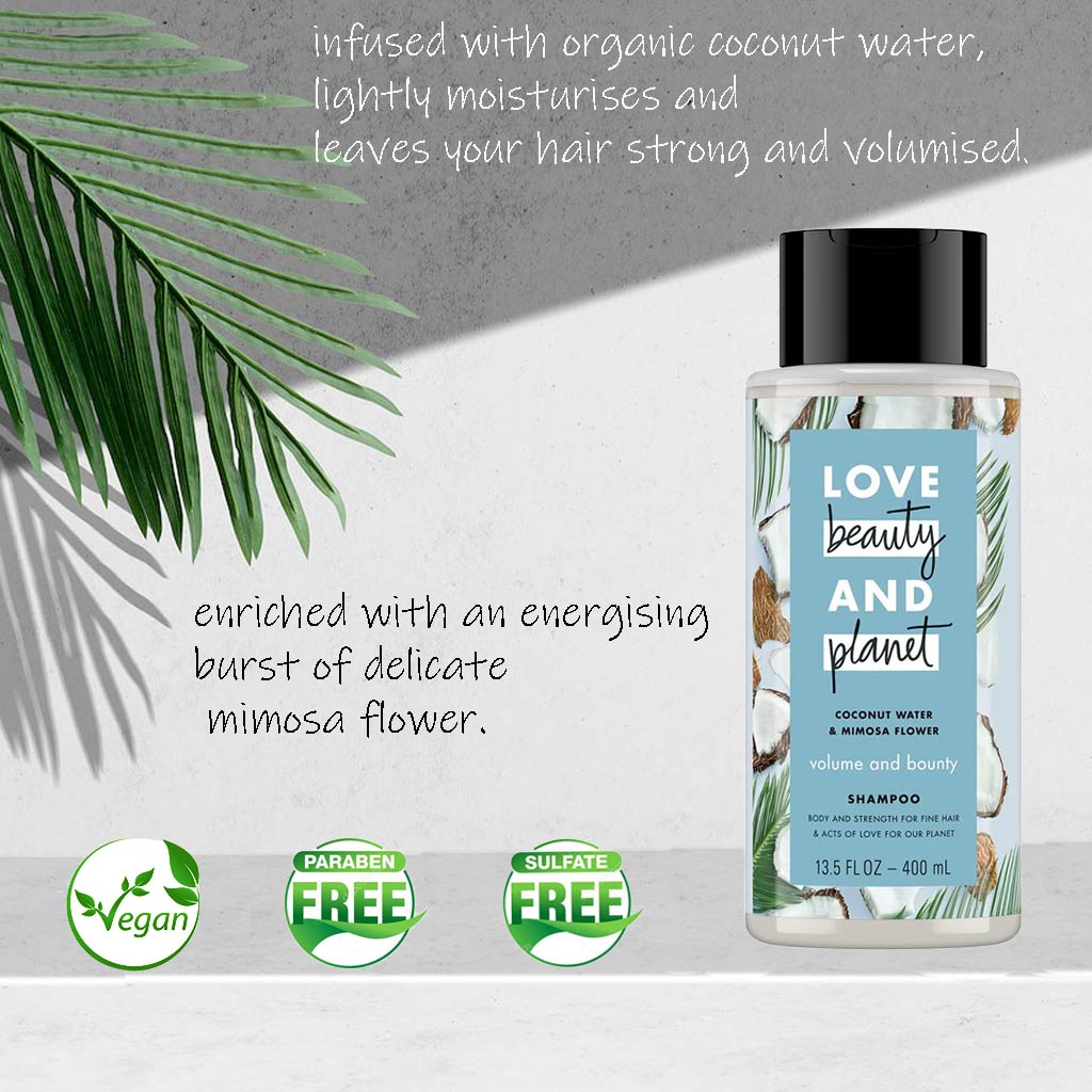Love Beauty And Planet Coconut Water And Mimosa Flower Volume & Bounty Shampoo 400 mL - Easy Pharmacy LLC