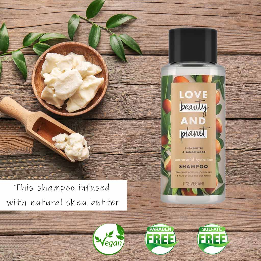 Love Beauty And Planet Shea Butter And Sandalwood Purposeful Hydration Shampoo For Dry Hair 400 mL - Easy Pharmacy LLC