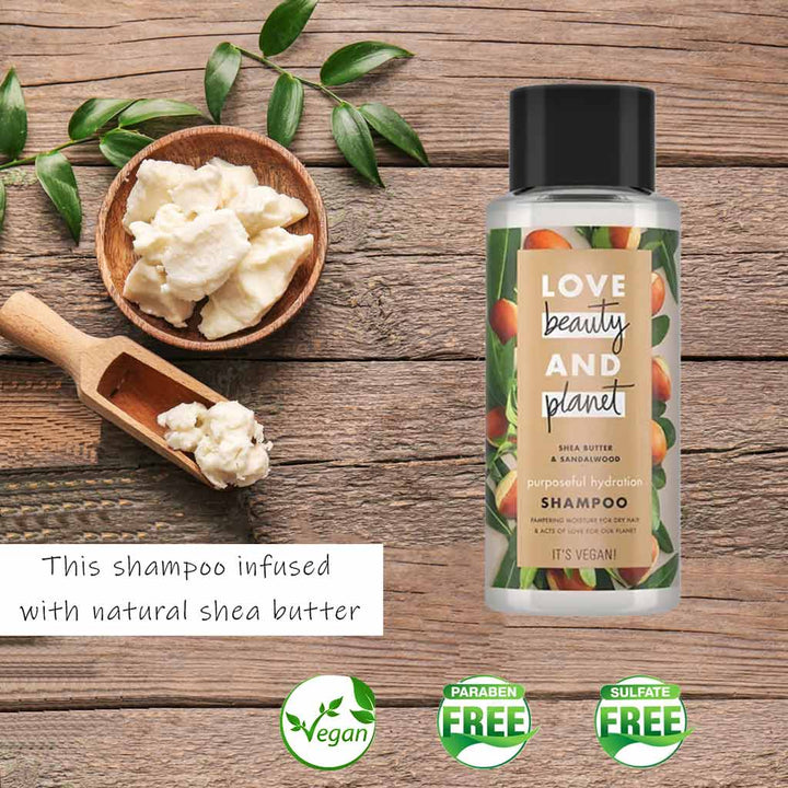 Love Beauty And Planet Shea Butter And Sandalwood Purposeful Hydration Shampoo For Dry Hair 400 mL - Easy Pharmacy LLC