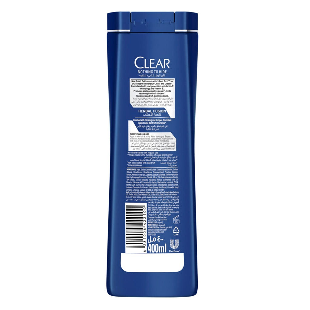 Clear Men Herbal Fusion Anti Dandruff 2 In 1 Shampoo + Conditioner 400 mL - Easy Pharmacy LLC
