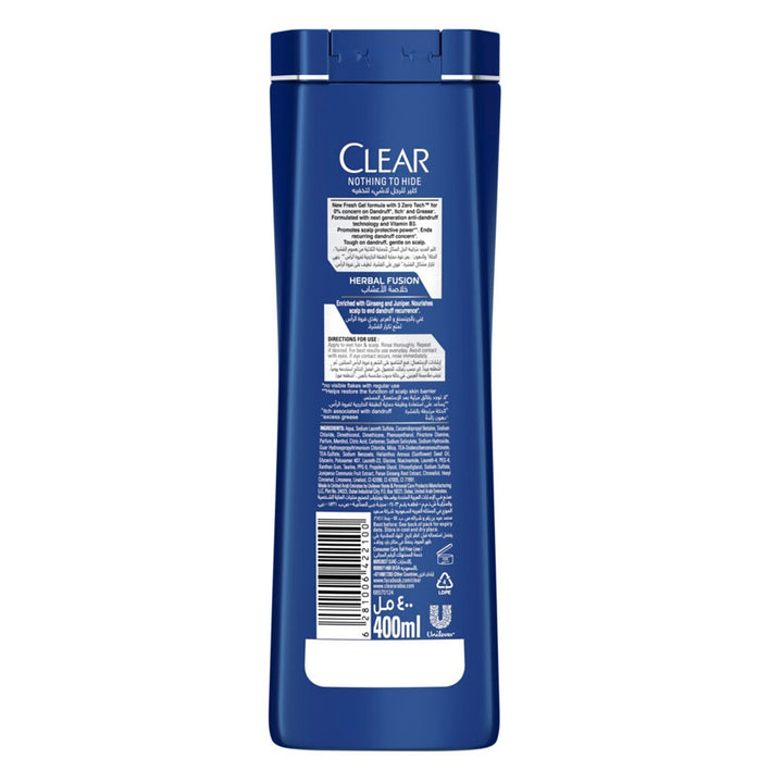 Clear Men Herbal Fusion Anti Dandruff 2 In 1 Shampoo + Conditioner 400 mL - Easy Pharmacy LLC