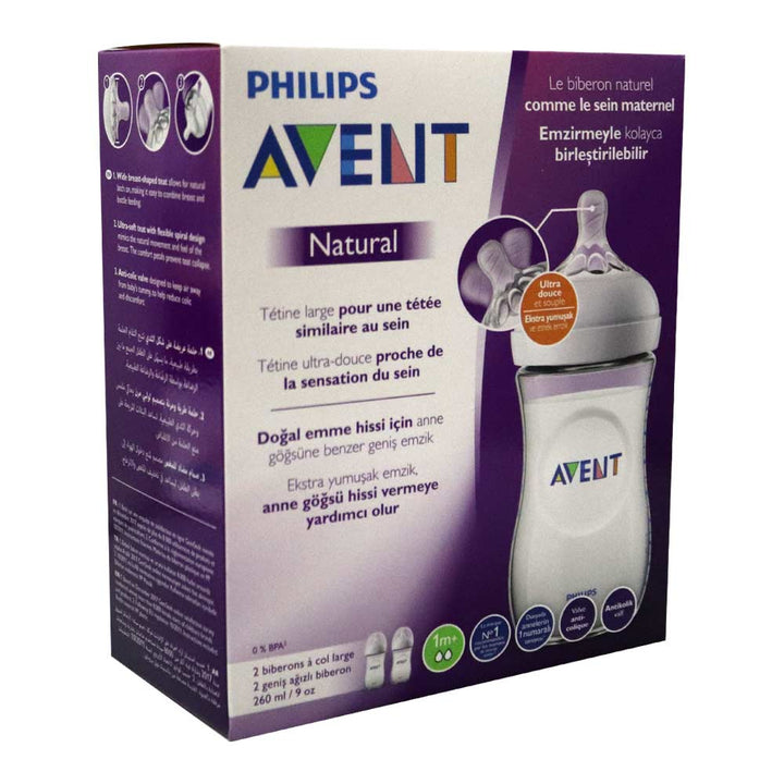 Philips Avent Natural 2.0 Feeding Bottle SCF033/27 260 mL 2's - Easy Pharmacy LLC