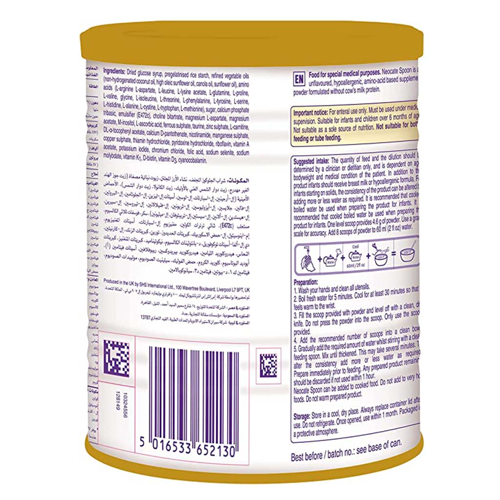 Nutricia Neocate Spoon Hypoallergenic Infant Milk Formula For 6+ Months Unflavoured 400g - Easy Pharmacy LLC