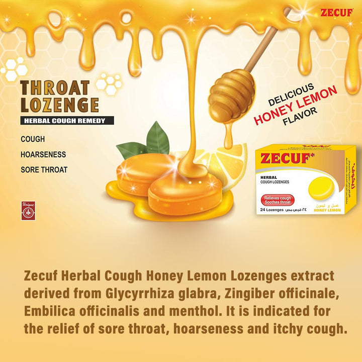 Zecuf Herbal Cough Honey Lemon Lozenges 24's - Easy Pharmacy LLC