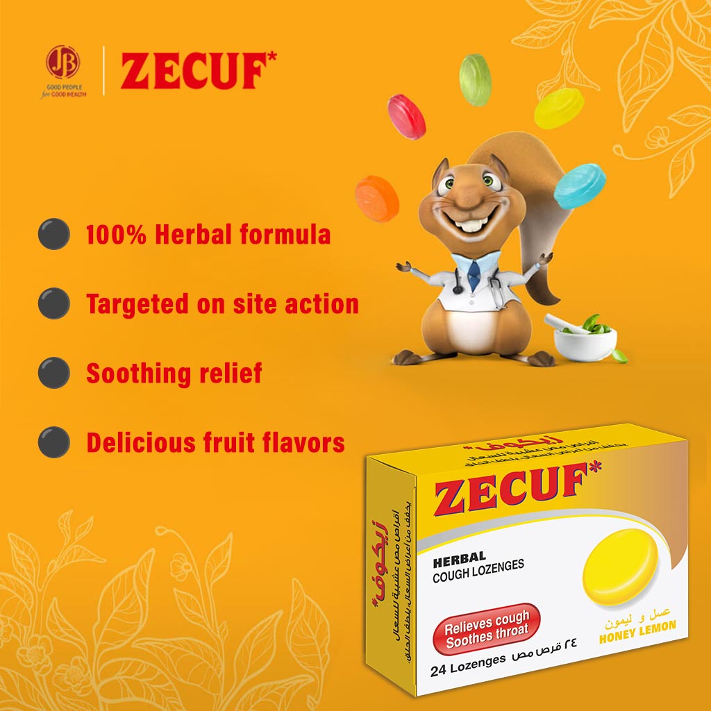 Zecuf Herbal Cough Honey Lemon Lozenges 24's - Easy Pharmacy LLC