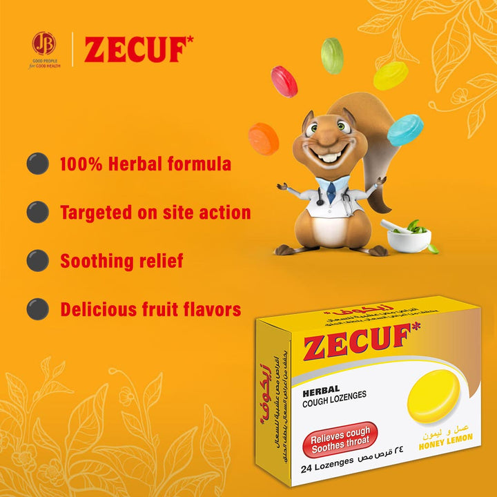 Zecuf Herbal Cough Honey Lemon Lozenges 24's - Easy Pharmacy LLC
