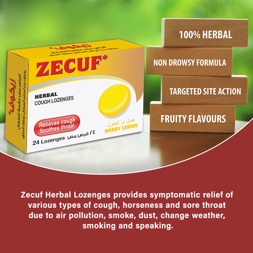 Zecuf Herbal Cough Honey Lemon Lozenges 24's - Easy Pharmacy LLC
