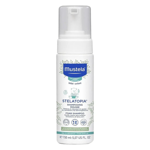 Mustela Stelatopia Foam Baby Shampoo For Atopic Prone Skin, Fragrance-Free 150ml