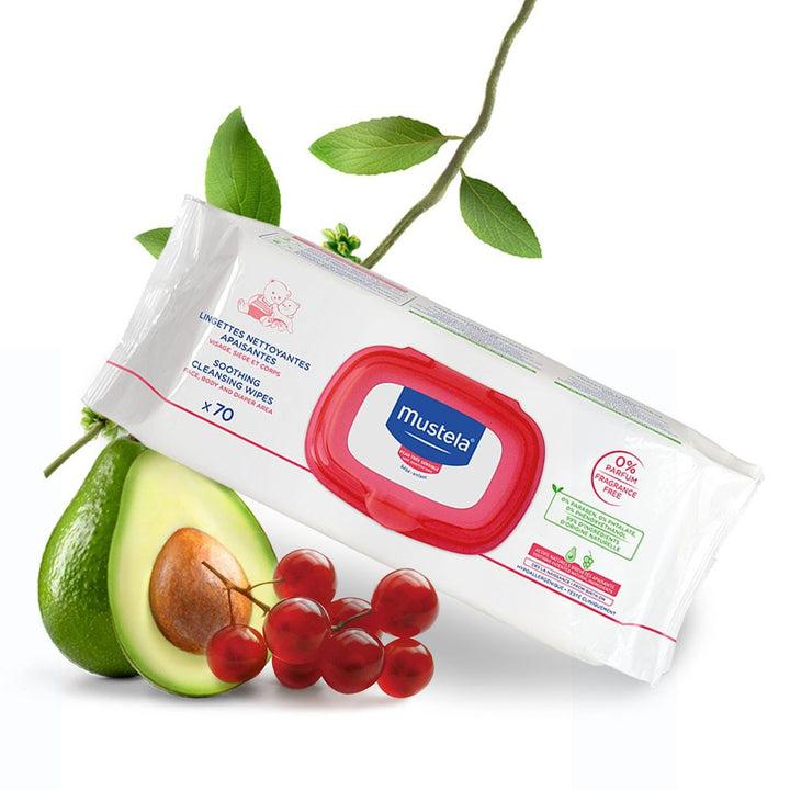 Mustela Baby Soothing Cleansing Wipes For Sensitive Face, Body & Diaper Area, Fragrance-Free, Pack of 70's - Easy Pharmacy LLC