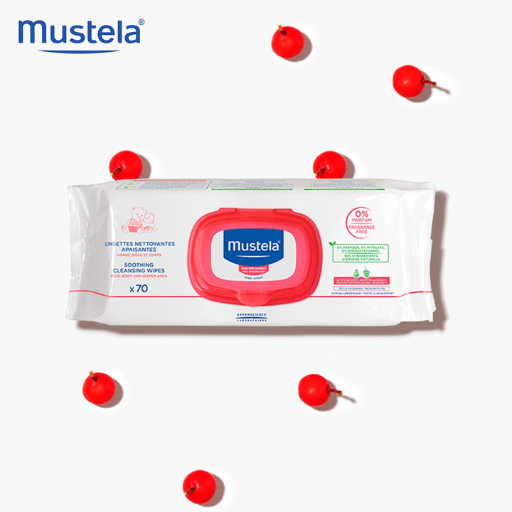 Mustela Baby Soothing Cleansing Wipes For Sensitive Face, Body & Diaper Area, Fragrance-Free, Pack of 70's - Easy Pharmacy LLC