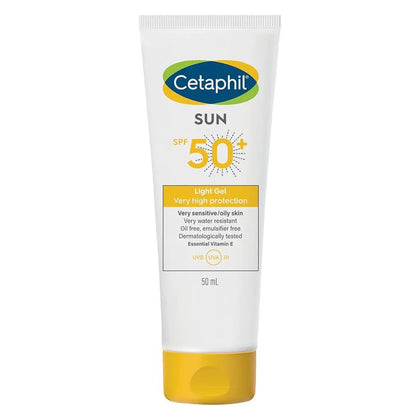 Cetaphil Sun SPF 50+ Very High Protection Light Gel, Moisturizer sunscreen For Face & Body of Men & Women With Very Sensitive/Oily Skin, Unscented, 50ml