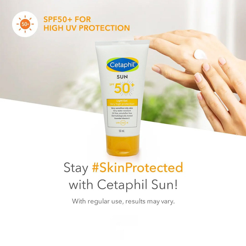 Cetaphil Sun SPF 50+ Very High Protection Light Gel, Moisturizer sunscreen For Face & Body of Men & Women With Very Sensitive/Oily Skin, Unscented, 50ml - Easy Pharmacy LLC