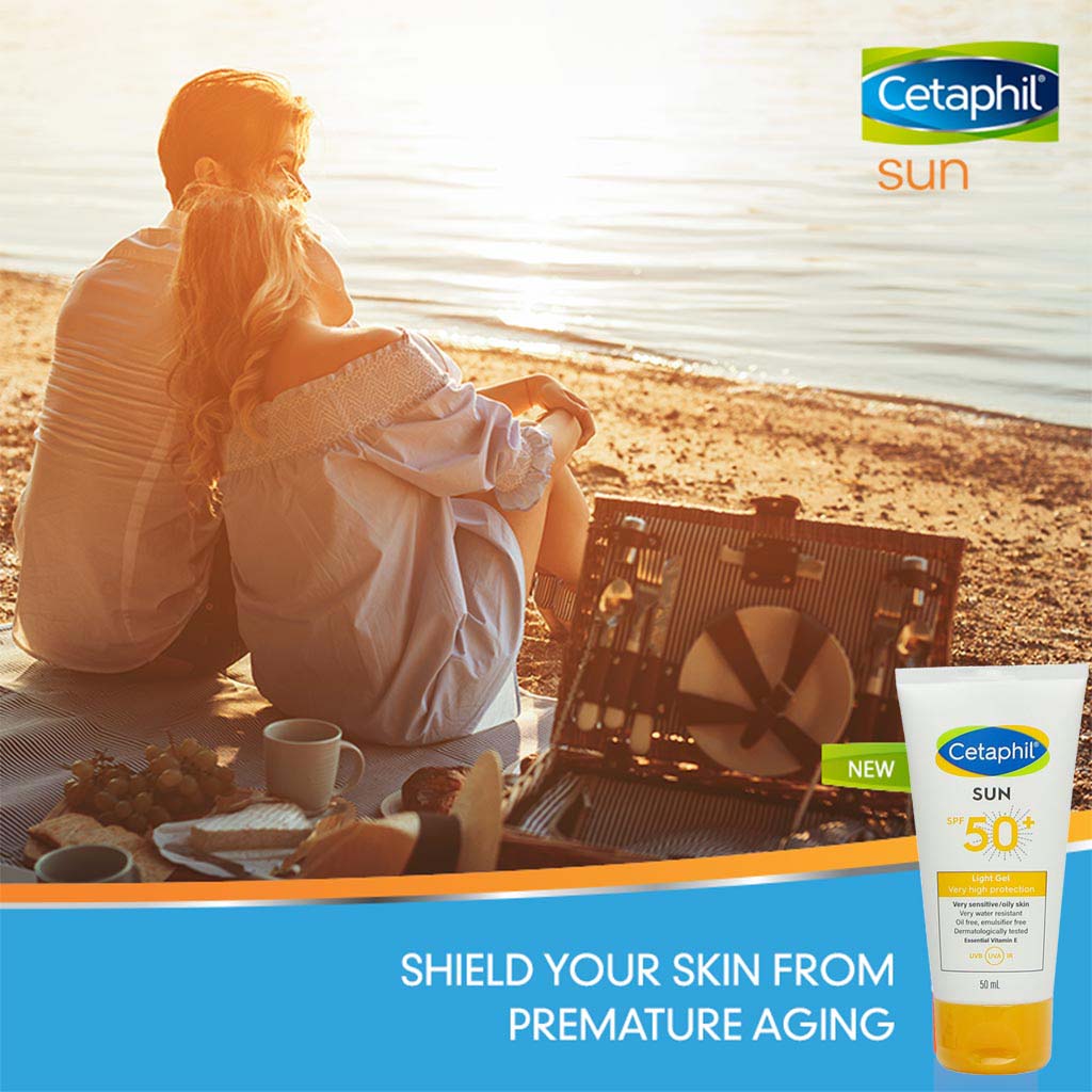 Cetaphil Sun SPF 50+ Very High Protection Light Gel, Moisturizer sunscreen For Face & Body of Men & Women With Very Sensitive/Oily Skin, Unscented, 50ml - Easy Pharmacy LLC