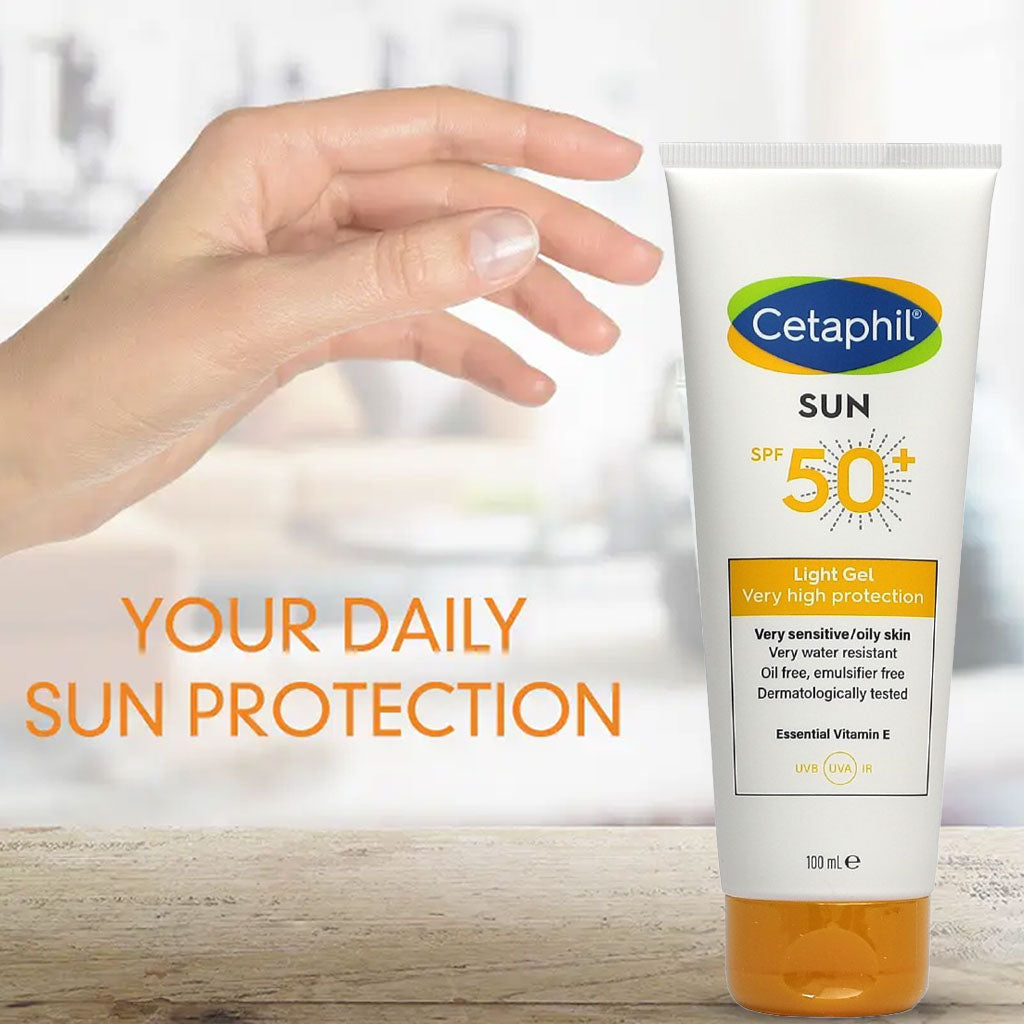 Cetaphil Sun SPF 50+ Very High Protection Light Gel, Moisturizer sunscreen For Face & Body of Men & Women With Very Sensitive/Oily Skin, Unscented, 100ml - Easy Pharmacy LLC