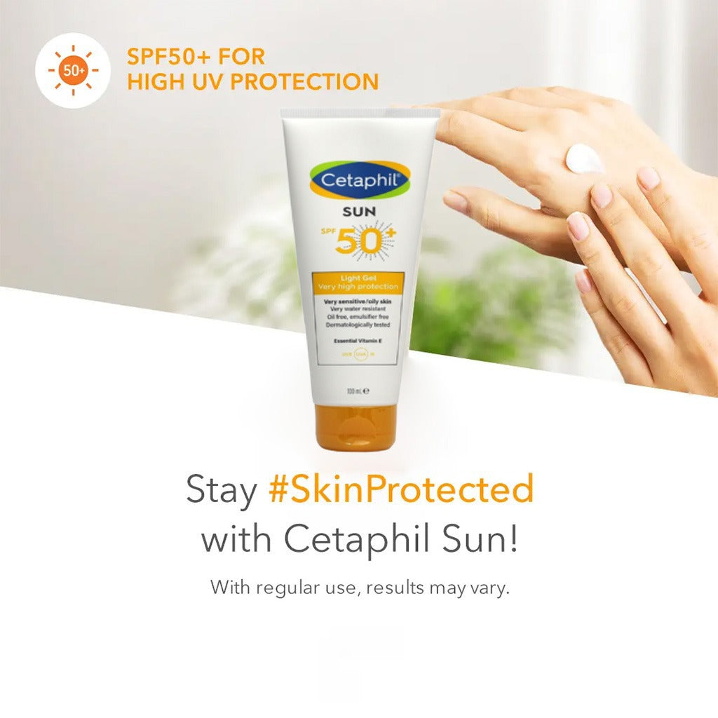 Cetaphil Sun SPF 50+ Very High Protection Light Gel, Moisturizer sunscreen For Face & Body of Men & Women With Very Sensitive/Oily Skin, Unscented, 100ml - Easy Pharmacy LLC