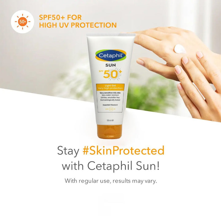 Cetaphil Sun SPF 50+ Very High Protection Light Gel, Moisturizer sunscreen For Face & Body of Men & Women With Very Sensitive/Oily Skin, Unscented, 100ml - Easy Pharmacy LLC