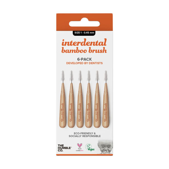 The Humble Co. Interdental Bamboo Brush Size 1-0.45 mm Orange 6's ID89001 - Easy Pharmacy LLC