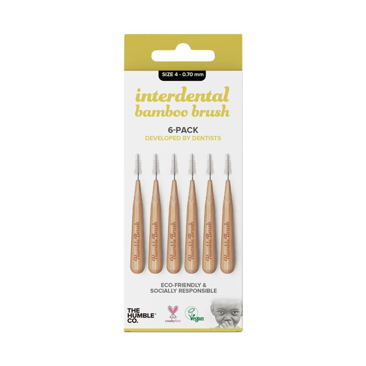 The Humble Co. Interdental Bamboo Brush Size 4-0.70 mm Yellow 6's ID89004 - Easy Pharmacy LLC