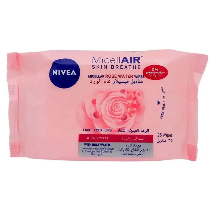 Nivea MicellAIR Skin Breathe Micellar Rose Water Wipes 25's