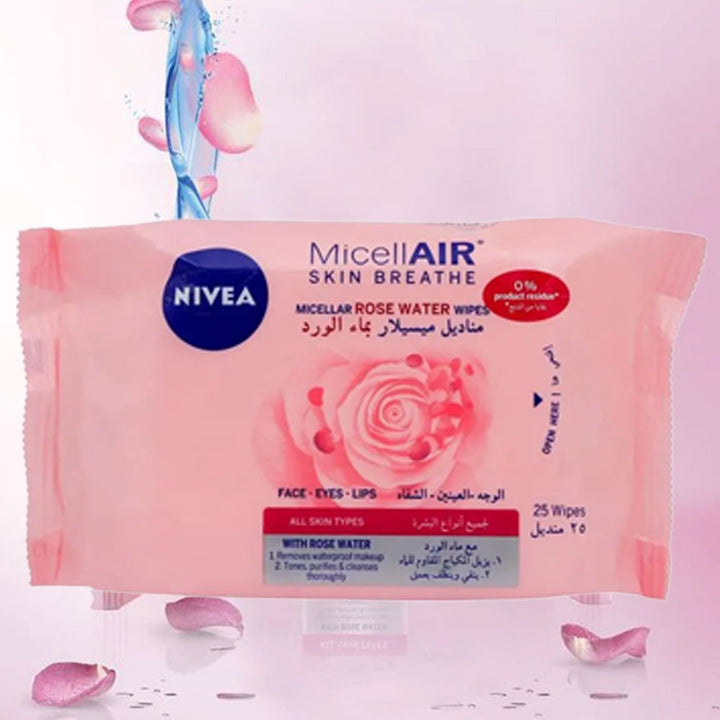 Nivea MicellAIR Skin Breathe Micellar Rose Water Wipes 25's - Easy Pharmacy LLC