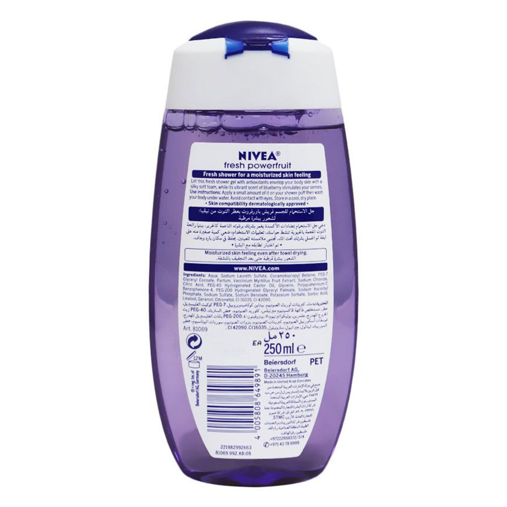 Nivea Fresh Powerfruit Shower Gel 250 mL - Easy Pharmacy LLC
