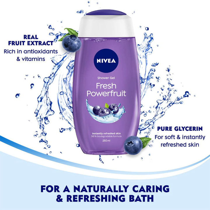 Nivea Fresh Powerfruit Shower Gel 250 mL - Easy Pharmacy LLC