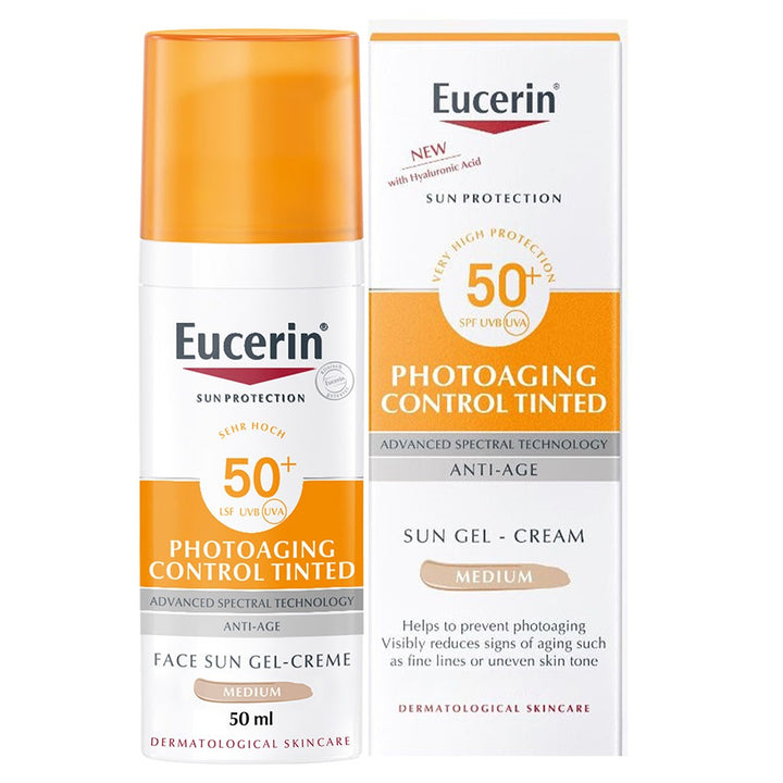 Eucerin Sun SPF 50+ Sun Creme Tinted CC Medium Anti-Aging Sunscreen 50ml - Easy Pharmacy LLC