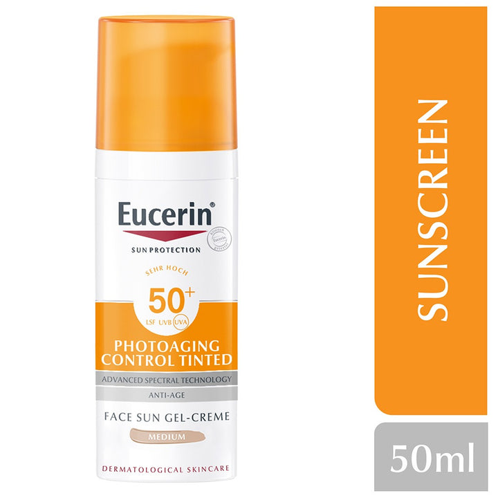 Eucerin Sun SPF 50+ Sun Creme Tinted CC Medium Anti-Aging Sunscreen 50ml - Easy Pharmacy LLC