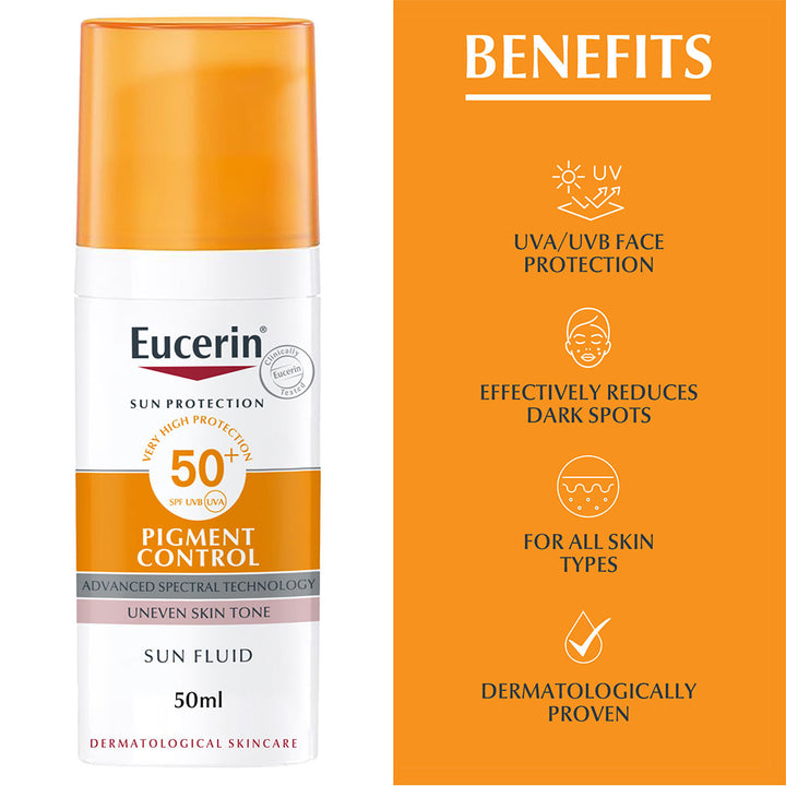 Eucerin Sun Pigment Control Sunscreen SPF50+ Sun Fluid For Uneven Skin Tone 50ml - Easy Pharmacy LLC