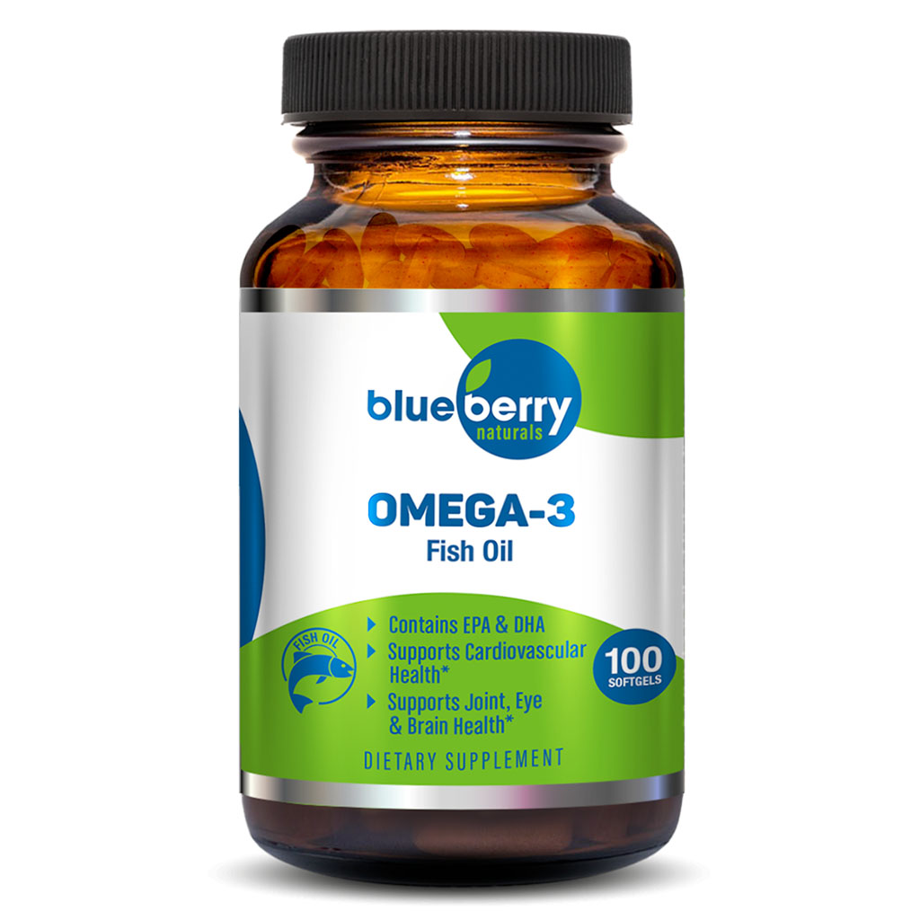 Blueberry Naturals Omega 3 1000mg Fish Oil Supplement Softgels, Pack of 100's - Easy Pharmacy LLC
