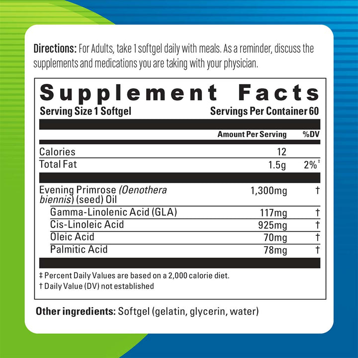 Blueberry Naturals Evening Primrose Oil 1300 mg Softgel 60's - Easy Pharmacy LLC