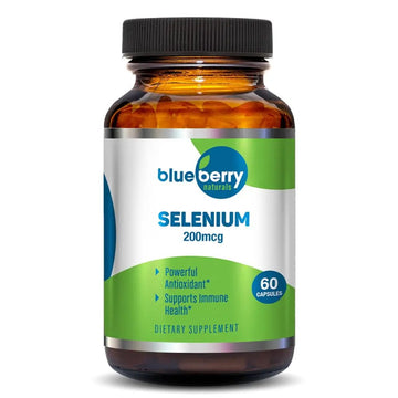 Blueberry Naturals Selenium 200 mcg – Antioxidant Support, 60 Capsules
