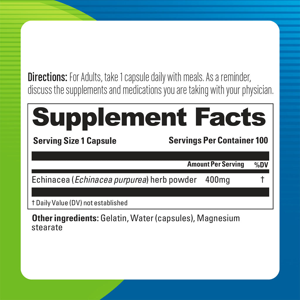 Blueberry Naturals Echinacea 400 mg Capsules 100's - Easy Pharmacy LLC
