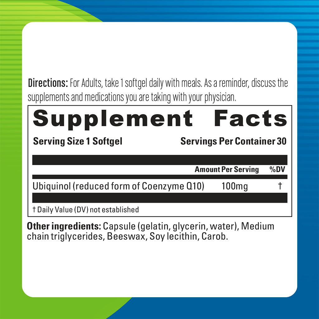 Blueberry Naturals Ubiquinol 100mg Softgels For Heart Health, Pack of 30's - Easy Pharmacy LLC