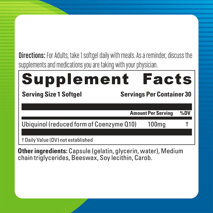 Blueberry Naturals Ubiquinol 100mg Softgels For Heart Health, Pack of 30's - Easy Pharmacy LLC