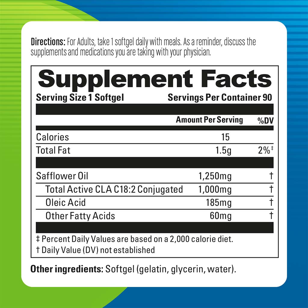 Blueberry Naturals CLA 1000mg Softgels For Weight Management, Pack of 90's - Easy Pharmacy LLC